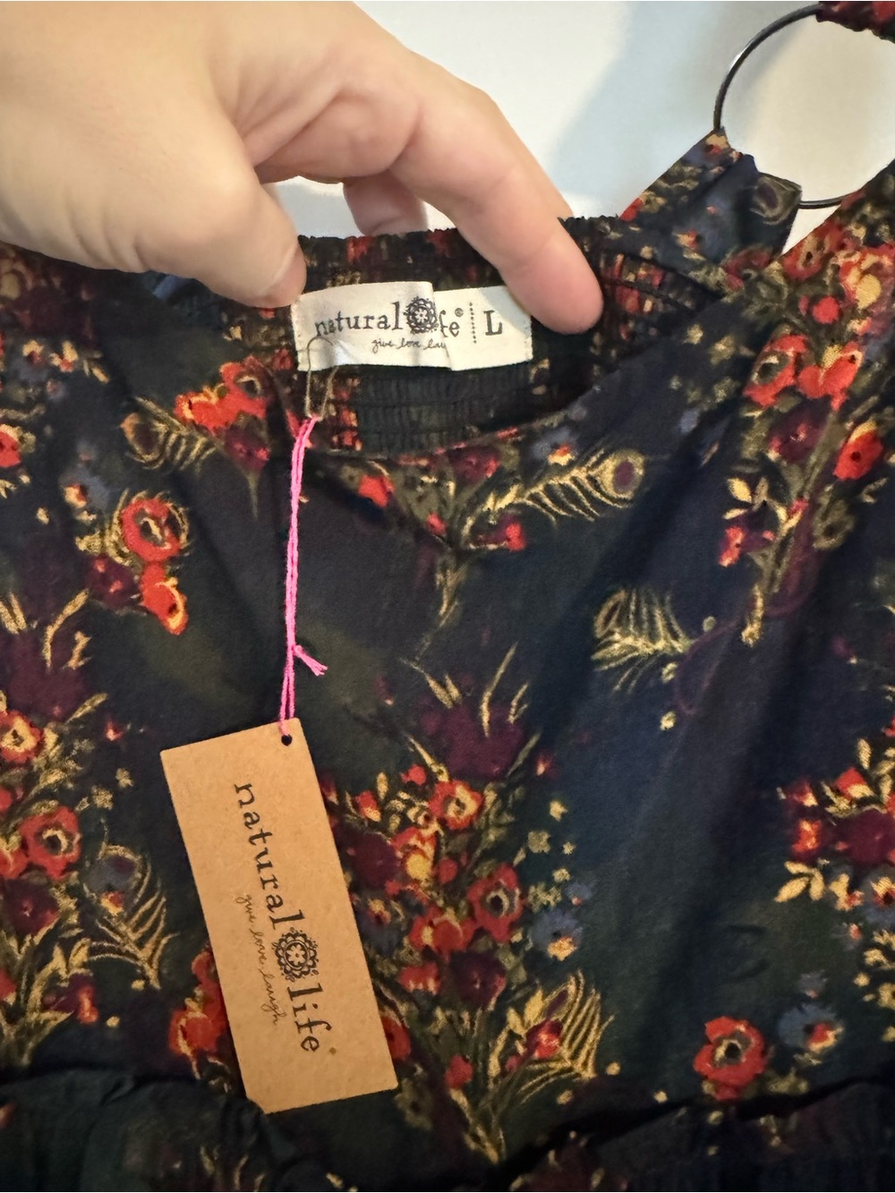 NWT Natural Life Gabi Jumpsuit - Navy Red Floral size Large - Picture 8 of 14